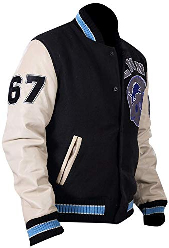 AKSAH FASHION Beverly Hills Cop Sports Letterman Varsity Veste en laine et manches en cuir pour homme, Laine + cuir synthétique, XXL