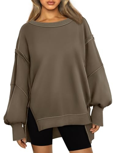 Trendy Queen Grand sweat à capuche, col rond, tenues d'automne pour adolescentes, vêtements d'hiver, année 2000, café clair, Small