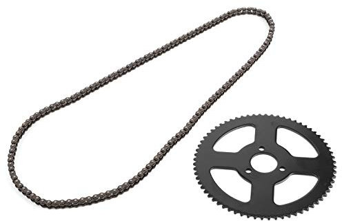 Aramox Couronne Quad Électrique Pignon Arrière, Chaîne 25H 144 Maillons, Chaîne de Pignon pour Tricycle électrique Mini Moto Pocket Bike ATV Quad Accessoire