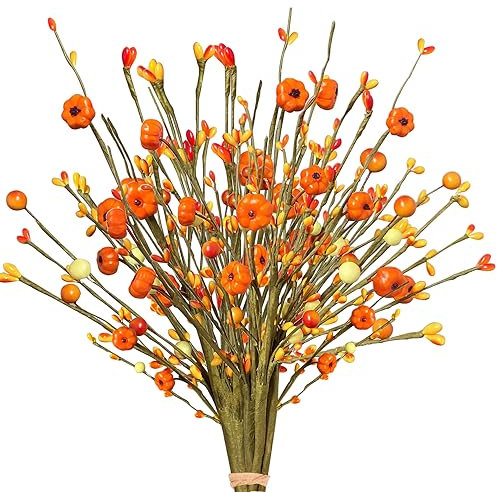 Mauts 6 Pack Autumn Decorations thanksgiving decorations Stems Artificial Berry Picks with Branches Decorations for Harvest Autumn Thanksgiving Day Flower Arrangements Wreath Indoor Outdoor Home Decor