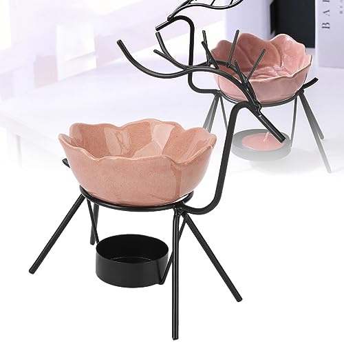 Aromatherapy Oil Burner, Iron Essential Oil Burner Black Deer Shaped Candles Tea Light Holder Lamp Iron Oil Aromatherapy Ceramic Rose Burner for Essential Oils