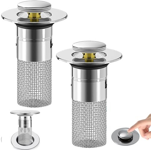 MEDOUTONG 2 Stücke Waschbeckenstöpsel, Abflussstopfen für 34-40mm Abfluss, Pop-Up Abflusssieb