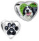 Personalisiert Schmuck Foto Charm Liebes Herz kompatibel mit Pandora Armband, Klar oder Hunde-, Katzenpfote Edelstahl Fügen Sie Ihr Bild hinzu (Gravierte Pfote)