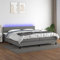 KOIECETA Boxspringbett mit Matratze LED Doppelbett Bett Polsterbett Bettgestell Bettrahmen Lattenrost Schlafzimmerbett Hotelbett Dunkelgrau 200x200 cm Stoff