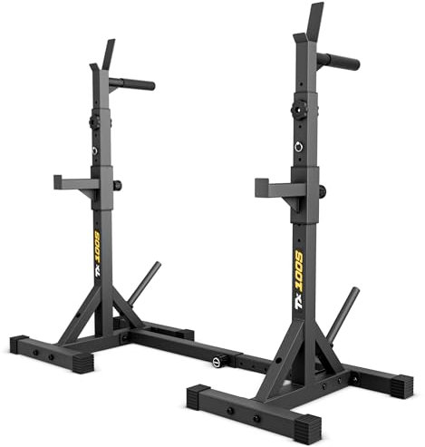 TREX SPORT Langhantelständer Squat Rack TX-100S | Hantelablage höhenverstellbar mit Sicherheitsablage, Dip-Griffen & Hantelscheibenaufnahmen bis 250 kg