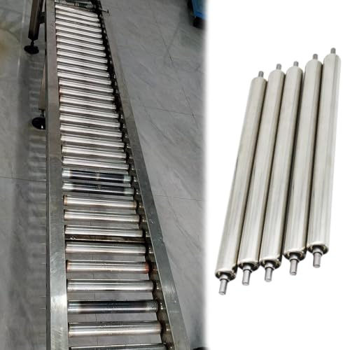 5 st. 10,2–101,6 cm rulltransportörer och gravitationstransportörer, reservrör i rostfritt stål, 6,1 cm industrihjul för in- och utlopp (L 350 mm)