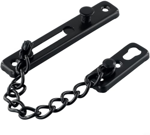 Zilimontt Cerradura de cadena de puerta de acero inoxidable con perno deslizante y restrictor para seguridad del hogar, protector de seguridad antirrobo con cadena soldada endurecida y tornillos de