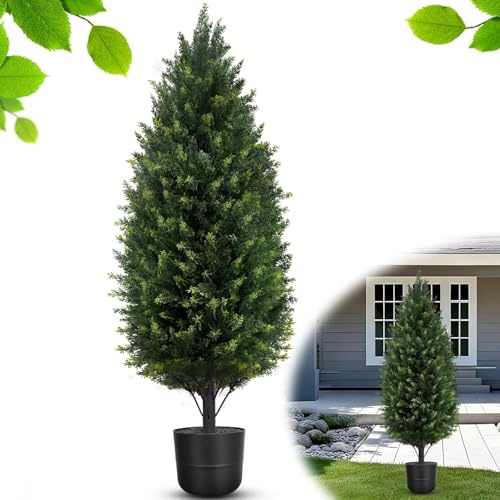 Künstlicher Topiary Zedernbaum, 91,4 cm hoch, künstlicher Topfbaum, für drinnen und draußen, realistische künstliche Sträucher, Zypressen für Veranda, Zuhause, Haustür, Büros