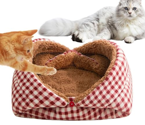 Imtrub Panier pour Chat | Caverne Nid Pliable Épais Chaud Tapis Fournitures | Lit Chat Caverne - pour Chaton Chiot Petits Chiens Animal Voyage Hiver