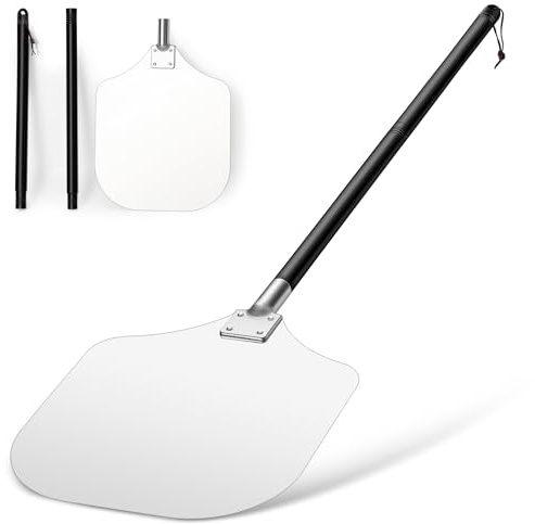 Herogo 30,5 cm pizzaspade med avtagbart handtag | Pizzaskyffel av hård anodiserad aluminium, yta med långt handtag, 30,6 x 42,6 x 124,5 cm