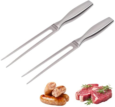 Zueyen Set di 2 forchette da carne in acciaio inox, 30 cm, forchetta da cucina multifunzionale, forchette da arrosto, forchette da fonduta, lavabili in lavastoviglie