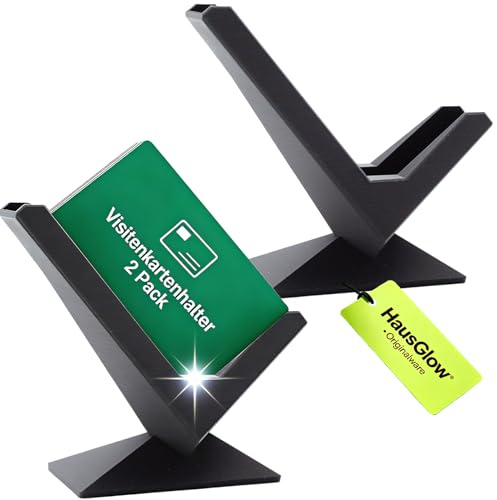 HausGlow Visitenkartenhalter 2 Pack - Visitenkarten Halter & Büro Kartenhalter, Stabiler Visitenkartenständer & Eleganter Visitenkartenetui, Nachhaltig Visitenkartenbox 60 Visitenkarten Aufbewahrung