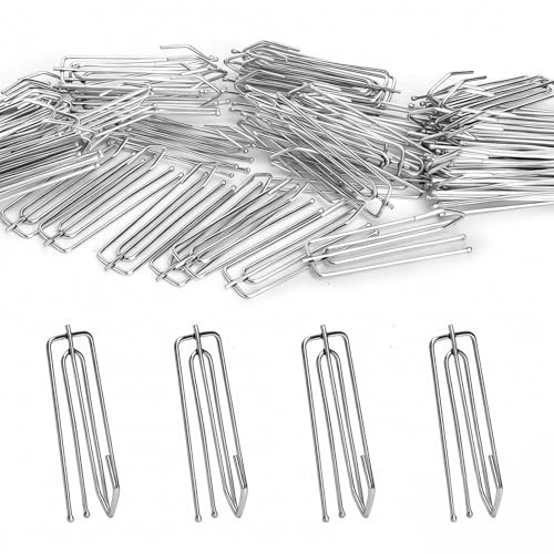 XRVRILE 60 Rieles Ganchos Acero Inoxidable, Ganchos de Metal Reforzado para 4 Puntas para Cortinas con Cinta de Pliegue Cortinas con Riel