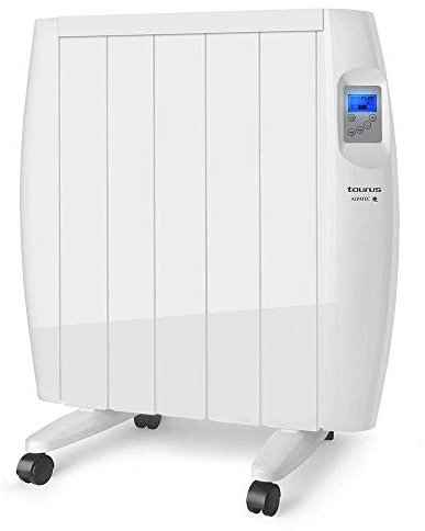 Taurus Tallin 900 - Emisor térmico, tecnología seca, programación diaria-semanal, temperatura hasta 35ºC, funcionamiento confort y económico, Incluye ruedas y soporte pared, 5 elementos, 900W