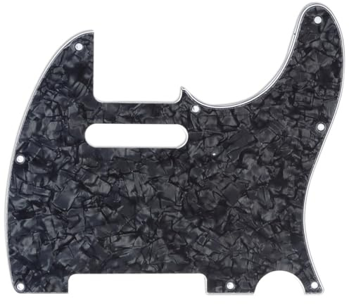 Musiclily Pro 8-Hole Guitar Tele Pickguard for JPN Made Fender Japan Telecaster, 4Ply Black Pearl