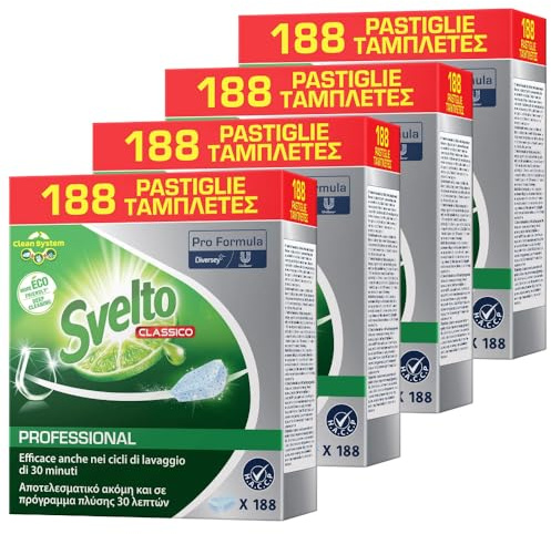 Svelto Pastiglie per Lavastoviglie Professionale, Set 4 X 188Pz