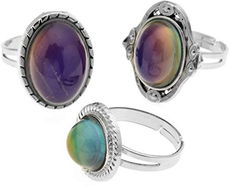 LUBINGSHINE 3Pcs Mood Ring Adjustable Size Original Oval Color Changing Ring Set Ring Jewelry