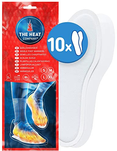 THE HEAT COMPANY Sohlenwärmer - 10 Paar - EXTRA WARM - Wärmesohlen - Fußwärmer - 8 Stunden warme Füße - sofort einsatzbereit - luftaktiviert - rein natürlich - Größe X-Large: 44-46