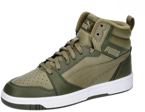 PUMA Rebound V6 Mid WTR Jr Sneaker, Alpine Snow Sand Dune Weiß, 38 EU