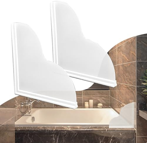 Spidfee Shower Splash Guard Kit, Large Splash Guards for Bathtub Waterproof Self-Adhesive Shower Corner Guards to Keep Water in Shower or Bath, Pack of 2 (9.25 x 9.25 inches)