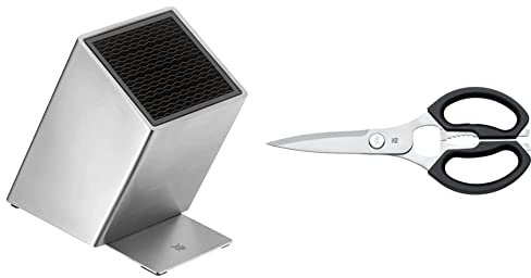 WMF Messerblock unbestückt leer ohne Messer Flextec & Küchenschere 23 cm, Haushaltsschere, Schere Küche, Cromargan Edelstahl, Kunststoffgriff, Universal-Schere mit Flaschenöffner und Dosenheber