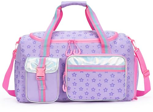 HTgroce Borse Sportive per Bambini Ragazze Borsa Sport Bambina Borsone da Viaggio Ragazza con Tracolla, Borse per Danza, Balletto, Ginnastica