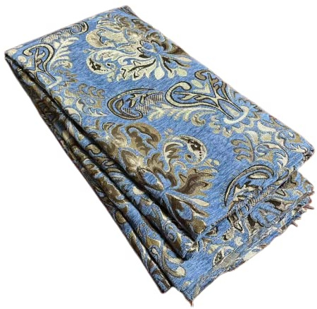 TinaKim Upholstery Fabric, Damask Chenille, for Recover Furniture Chairs Couch Material (Blue, 6 Yard)