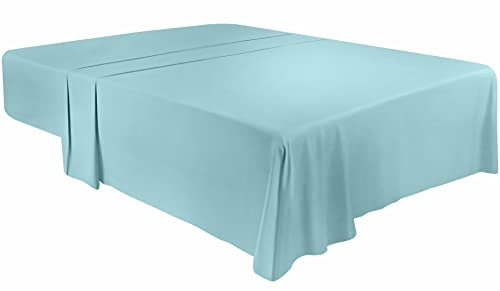Utopia Bedding - Flach Laken ohne Gummizug - 270 x 290 cm - Oeko-TEX Zertifiziert - Weich Gebürstetes Polyester – Mikrofaser – Flaches Blatt – Spa-Blau