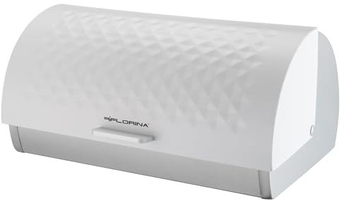 Florina Brotkasten TRIGO aus Edelstahl I Brotbehälter mit Luftzirkulation aus Stahl I Brotaufbewahrung Länger Frisch I Brotdose für Küche I Große und Geräumige Brotbox I Farbe: Weiß