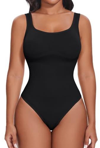 SHAPERIN Shapewear Bodysuit for Women Tummy Control Thong Body Shaper Compression Leotard Backless Bodysuits Camisole Top