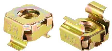 QUARKZMAN Tuercas Enjauladas M8 para Armario de Rack de Servidor Acero al Carbono con Recubrimiento de Zinc Amarillo Paquete de 5
