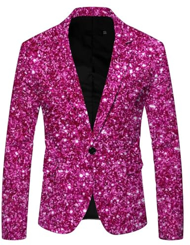 Cexiakong Veste moderne et sportive pour homme - Coupe droite - Veste de costume - Veste blazer - Veste de transition - Veste de costume à paillettes brillantes - Pour Noël, mariage, fête, affaires