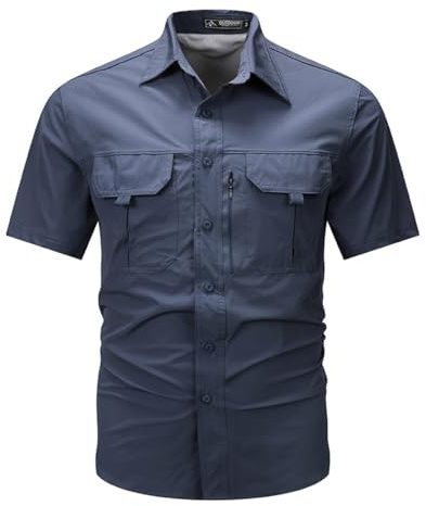 Mauro Kane Camicia Safari da Uomo Lavoro Maniche Corte Sportiva Camicie da Pesca Escursionismo Outdoor Protezione UV