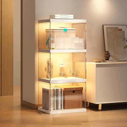 Vitrine d'angle en verre pour objets de collection avec porte en verre acrylique (40 x 32 x 94 cm)