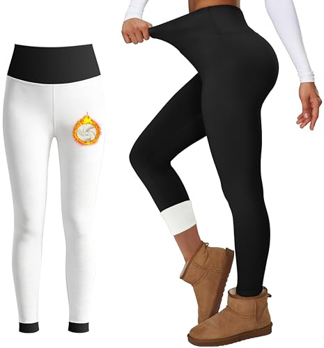 GYMGUN Thermal Fleece Lined Leggings for Women Warm Thick High Waisted Tummy Control Workout Soft Yoga Pants for Cold Winter