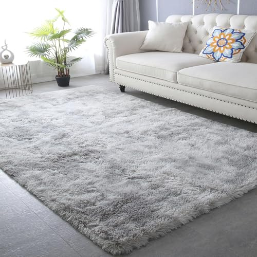 Bestash Alfombra Salon,Alfombras de Habitacion,Grande Alfombra Dormitorio Modernas Antideslizante Pelo Largo,Tapete Quarto Carpet Rugs for Living Room Niña/Juvenil/Adulto(Gris,120 * 160cm)