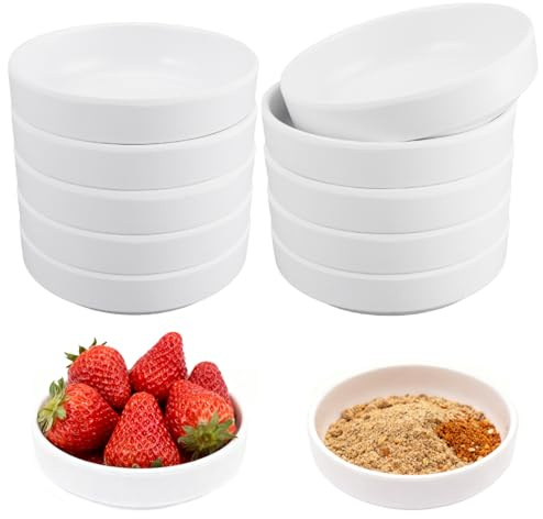 10 Pièces Bols à Sauce Soja Blanc, 8.7 X 2.6 cm Mini Bols à Trempette, Rond Coupelle Aperitif Réutilisable, Empilables, pour Entrées, Ketchup, Confiture, Sushi, Epices, Fruits, Garnitures, BBQ