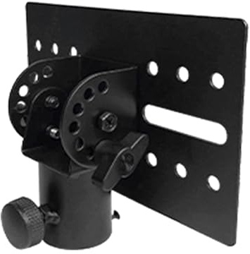 Speaker Stand Adapter - 17.5 x 11 x 5 cm, Adjustable Metal Bracket, Heavy Duty Tripod Pole Top Cap | Rotating DJ PA Pro Audio Speaker Stand Mounting Plate for Stage Setup