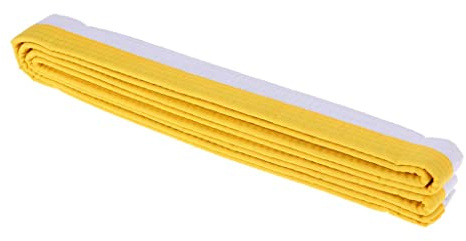 Sharplace Ceinture de Karaté Arts Martiaux Aïkido MMA Ceinture à Double Enroulement - 280 x 3.85cm, Blanc et Jaune, 280 x 3,85 cm