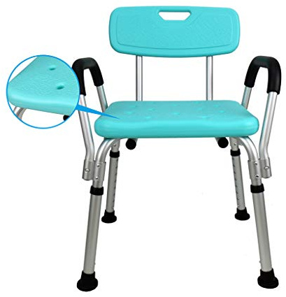 Handicap Shower Seats Height Adjustable Bathroom Stool Bathtub Shower Lift Chair with Backrest Armrests Durable Aluminum Legs for Elderly & Disabled