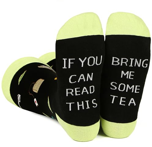 Calcetines para hombre si puedes leer esto Bring Me Some Bacon Huevos Pizza Vino Divertidos Calcetines para hombre Vestido Algodón Regalo para los amantes del juego, 1 par-té, Taille unique