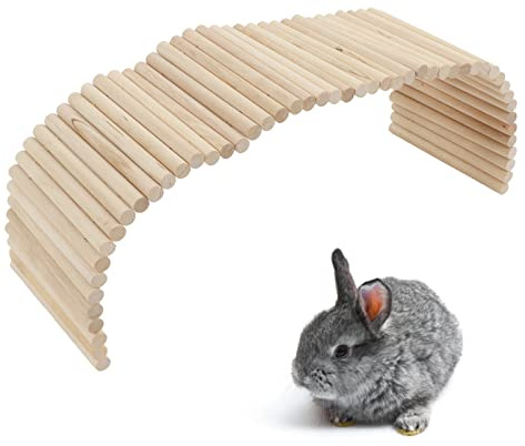 Pet Hideout Bridge,Wooden Rodents Chewing Climbing Tunnel Small Animal Bendy Bridge Ramp Hut Hideout for Guinea Pigs Ferrets Hedgehogs Chinchillas and Other Rodents
