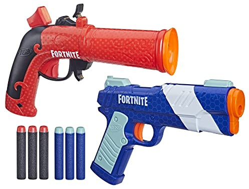 Nerf Fortnite Dual Pack - 2 Fortnite Blasters, Flint-Knock & LP Dart Blasters, 6 Elite Foam Darts