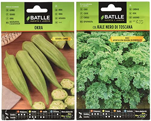 Okra Semillas Verdura + Col KALE Nero di Toscana Semillas