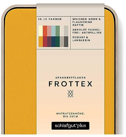 schlafgut Frottex Spannbettlaken 140x200cm bis 160x200cm - Yellow Deep - 75% Baumwolle, 25% Polyester, Oeko-TEX Zertifiziert - Matratzenhöhe bis 25 cm, Frottee Bettlaken