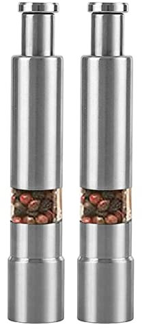 Moulins à sel et à Poivre - Moulin Manuel en Acier Inoxydable - Moulin Manuel en Acier Inoxydable pour Poivre, sel mer, épices, Set/Simple