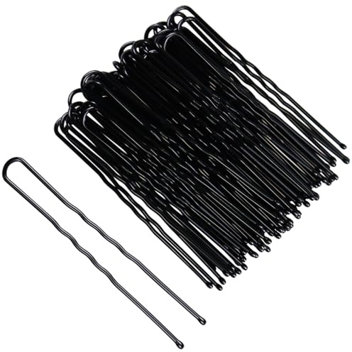 50Pcs U Shaped Hair Grips, Black Hair Pins 5cm Metal Hairpin for Women