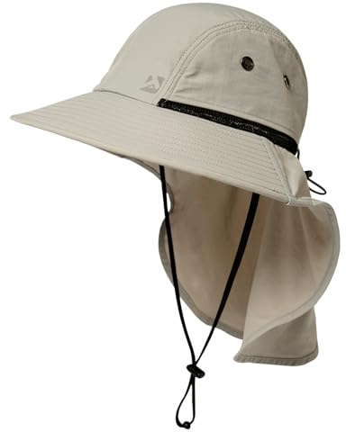 Summer Sun Hats Shade Men Big Head Wide Brim Neck Flap Safari Waterproof Beach UPF50+ Fishing Hiking Light Grey X-Large XX-Large XL XXL