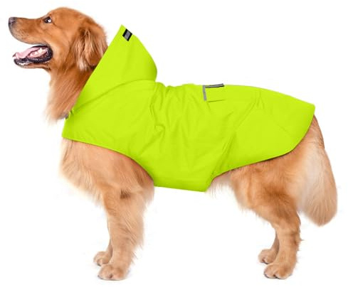 Zellar Imperméable pour Chien avec Capuchon, imperméable pour Chien 100% étanche ultraléger et aéré avec Bandes réfléchissantes pour Chiens Moyens à Grands(3XL, Vert)