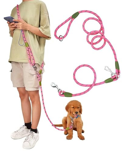 Eyeleaf Guinzaglio Mani Libere per Cani Riflettente Guinzaglio per Cani 2,3 Metri Lungo Guinzaglio Addestramento per Cani Taglia Grande Media e Piccola Rosso